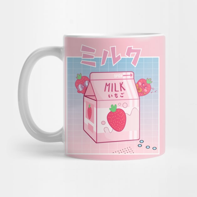 90s japanese aesthetics retro strawberry milk shake anime kawaii by geekmethat